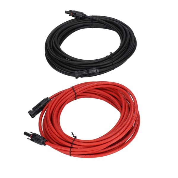 2 stk. 10AWG solpanel forlængerkabel 1000V DC rød sort 10m 32,8ft