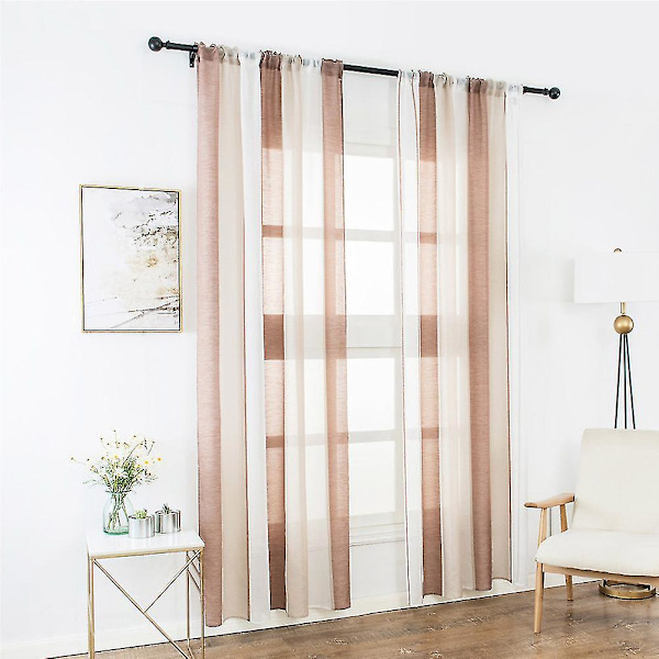 Vinduesgardinstribe 100x200cm Tulle Voile Mode Til Hjemmet Køkken Værelse Soveværelse Beige