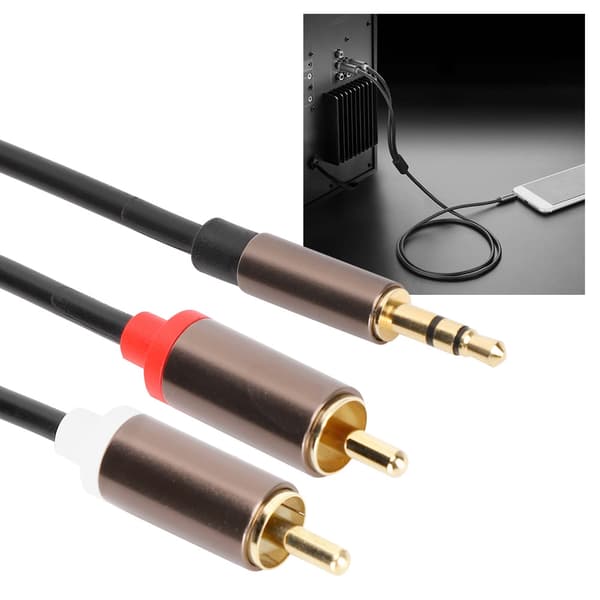 2-i-1 3,5 mm hane till 2RCA högtalarkabel - 1 meter längd