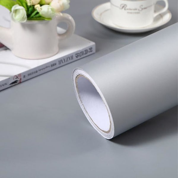 Självhäftande, vattentät och avtagbar vinyltapet 40cm x 2m Mattgrå 40cm x 2m Matt Gray