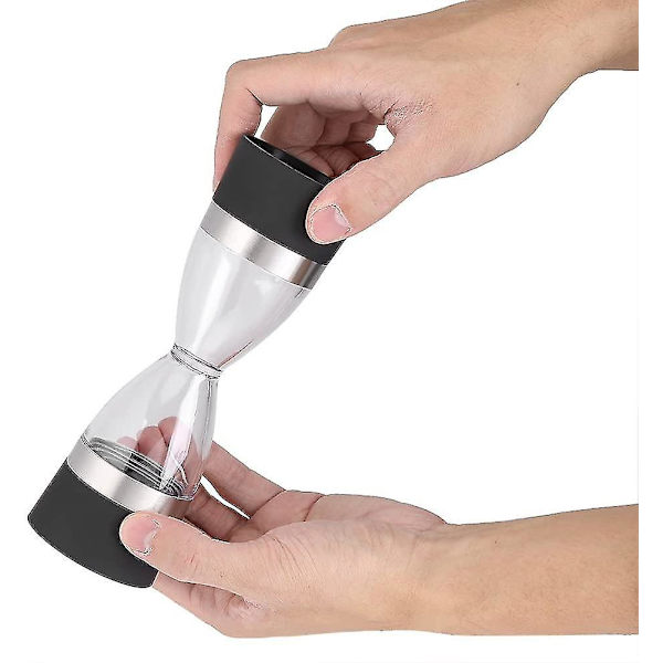 2 In 1 Double-ended Manual Salt Pepper Shaker Grinder Kitchen Milling Tool With Transparent Body