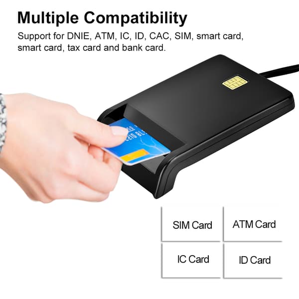 Smartkortlæser til Windows - ID, CAC, DNIE, ATM, IC, SIM, bankkortkompatibel