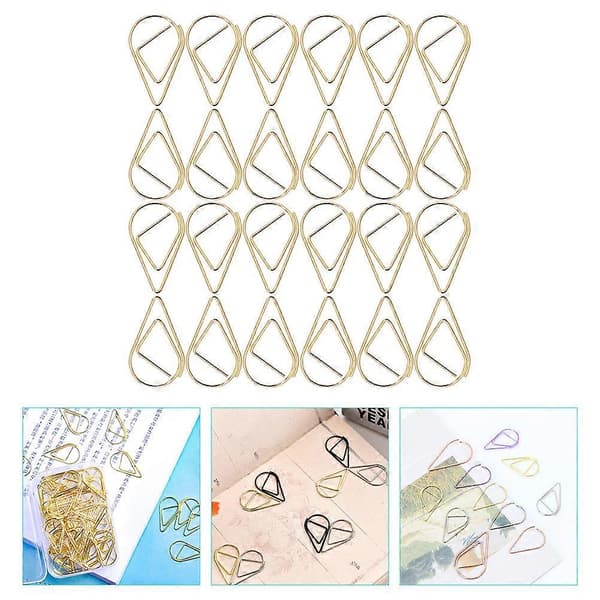 【BQ】100 stk. Vanlige binders Dråpeformede binders Kreative binders Dokumentbinders Gylden Golden 2.50X1.50X0.80CM