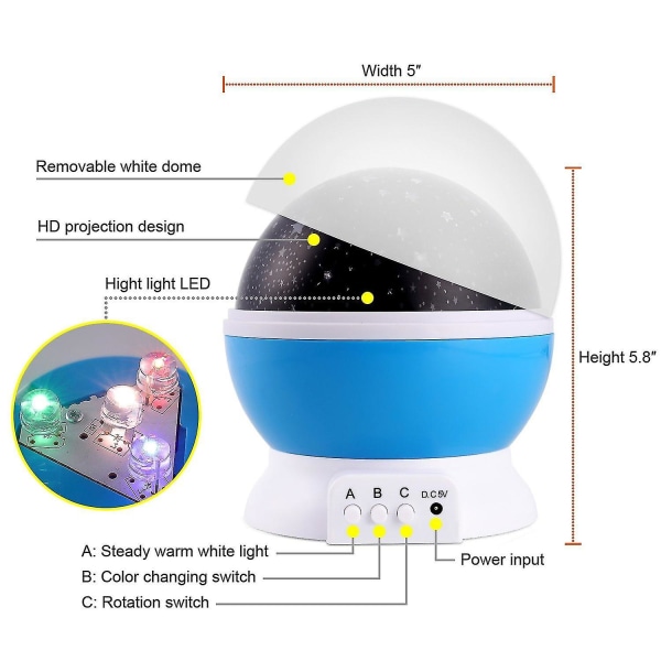 Sky Night Lamp For Kids 360-graders Roterande Romantisk Cosmos Star