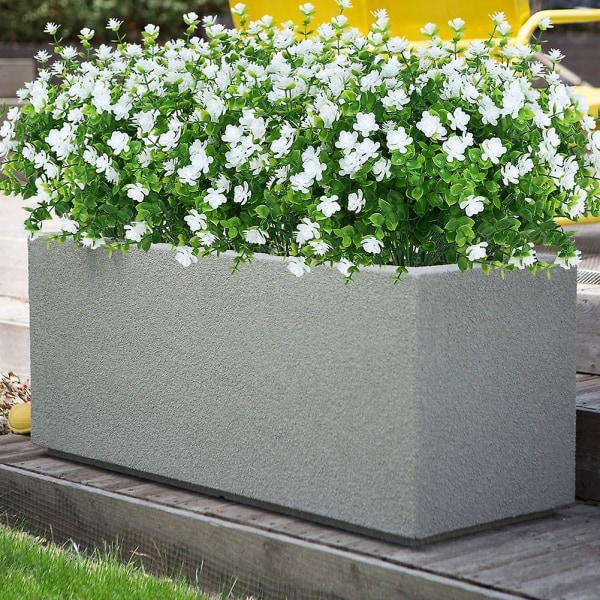 Konstgjorda falska blommor utomhus, falska plast grönt bröllop gårdsinredning 8 st röd lotus white