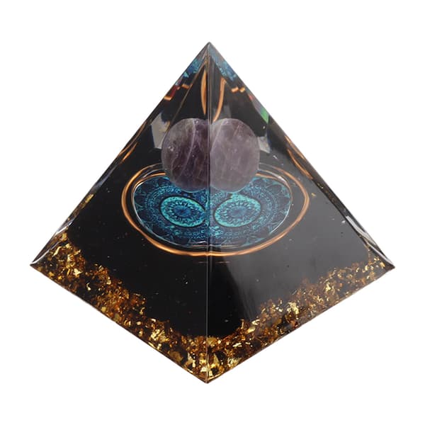 Krystall Epoxy Pyramide Dekorasjon Håndlaget 6 cm Hjem Pyramide Skrivebords Ornament for Positiv Energi