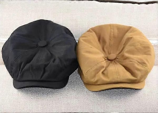 Överdimensionerad bomulls-tidningsboykeps för män - Klassisk Gatsby-stil platt murgrönshatt för golf black 58cm