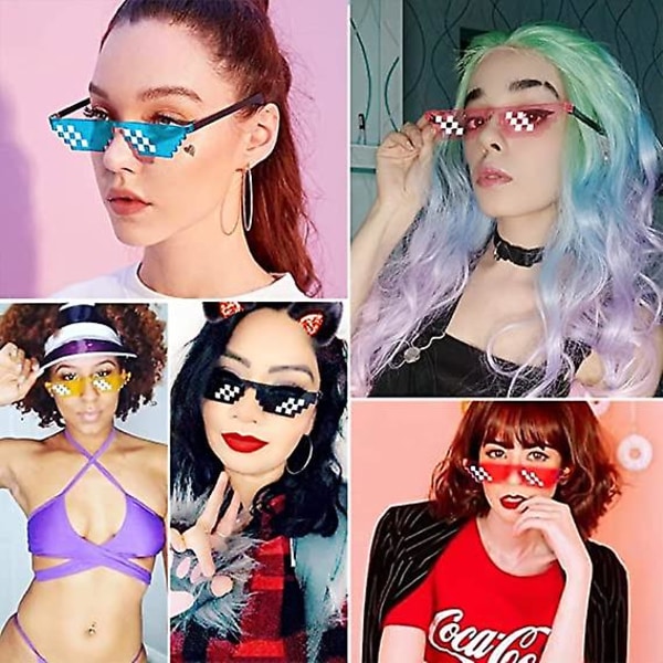 10 pakke festsolbriller 8 bit pixelmosaik gamer fotorekvisitter briller til voksne teenagere