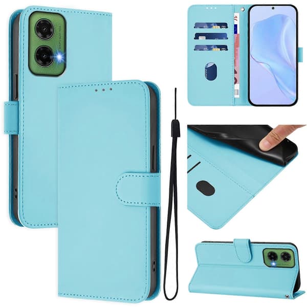 【BQ】Lanyard PU-deksel til Motorola Moto G35 Sky Blue