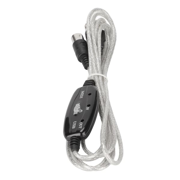 MIDI til USB-kabel Ca. 2,2yd Lang 16 Kanaler USB PC-Grensesnitt LED Strøminngang Utgangsindikator USB MIDI-kabel