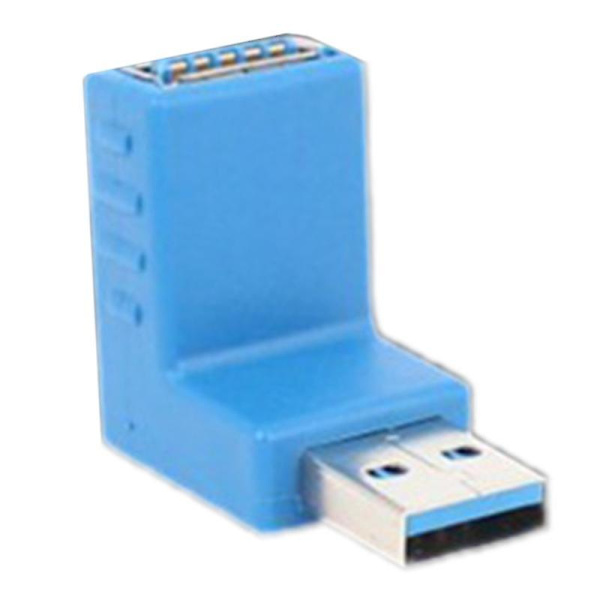 90 graders USB 3.0 hane till hona vänster och höger vinklad adapter Blå Böj ner Bend down