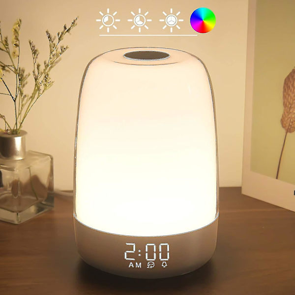 Touch Night Light With Sunrise, Seven Tone Light Varm hvid sengelampe
