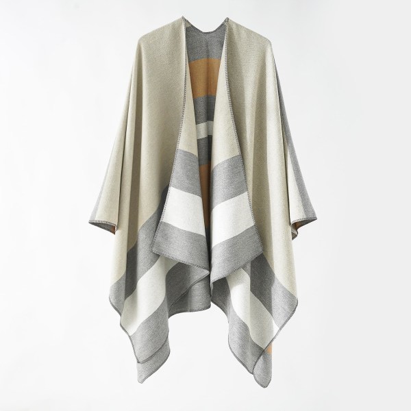 Vändbar färgblocksruta och leopardmönstrad sjal med kashmireffekt off-white light grey 155*130cm