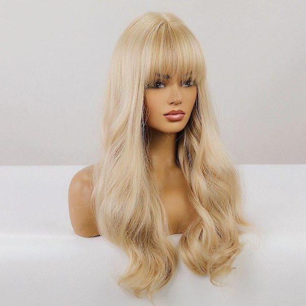 Lang blond krøllet paryk gold