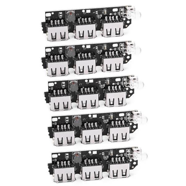 5 st Strömbanksladdarmodul 3USB DIY Mobil Kretskort Elektronisk Komponent 5V2.1A