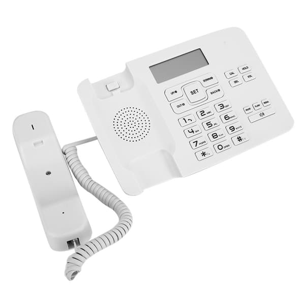 Dobbelt system hjemmekontortelefon med LCD-kalenderdisplay - Hvit
