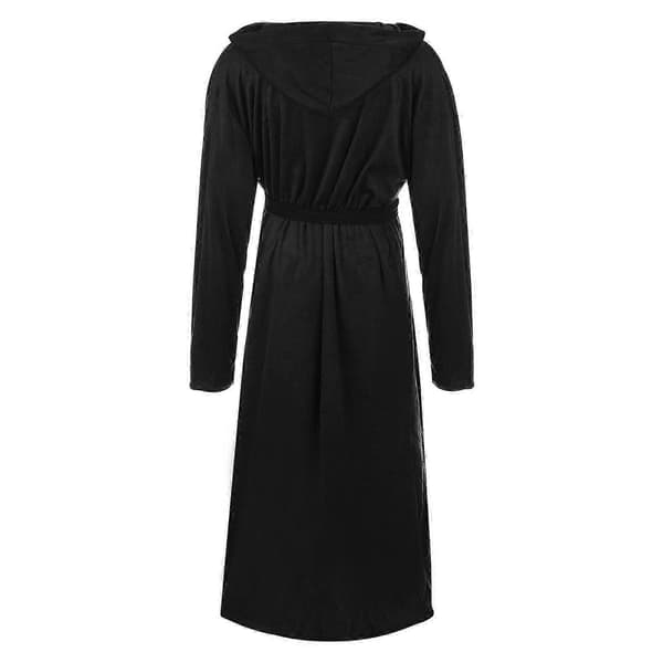 Hættebadekåbe til mænd i fleece - Plys badekåber Black M