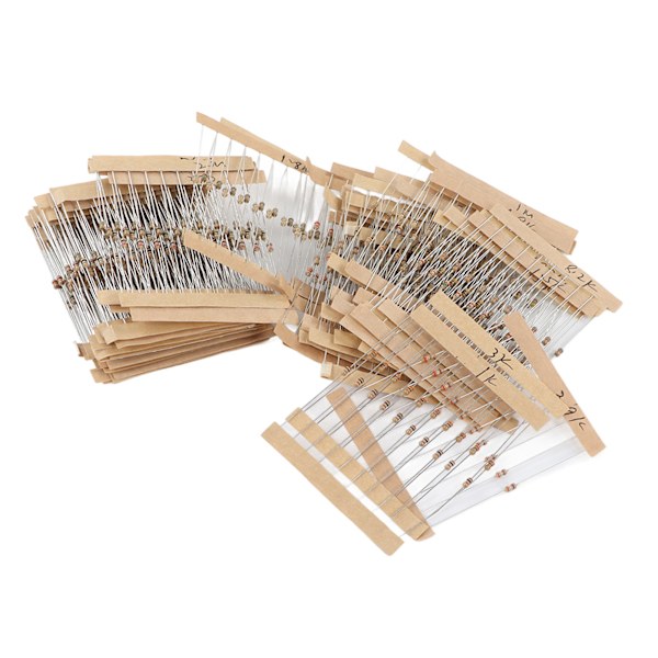 640 stycken kolfilmresistor 64 värden 1/6W nominell effekt 5% kolfilmresistor sortimentssats 1 ohm - 10 megaohm
