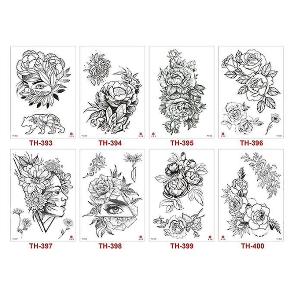 Blomstervandtæt skønhedsmærkat for voksne, midlertidige tatoveringsmærkater, der kan fjernes