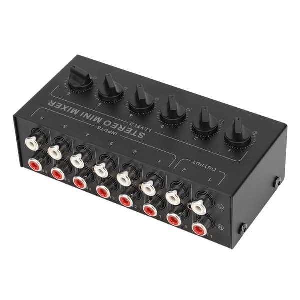 Mini Stereo Mixer 6-kanals bærbar passiv mixer med uafhængig lydstyrkekontrol til PC CD bærbar computer
