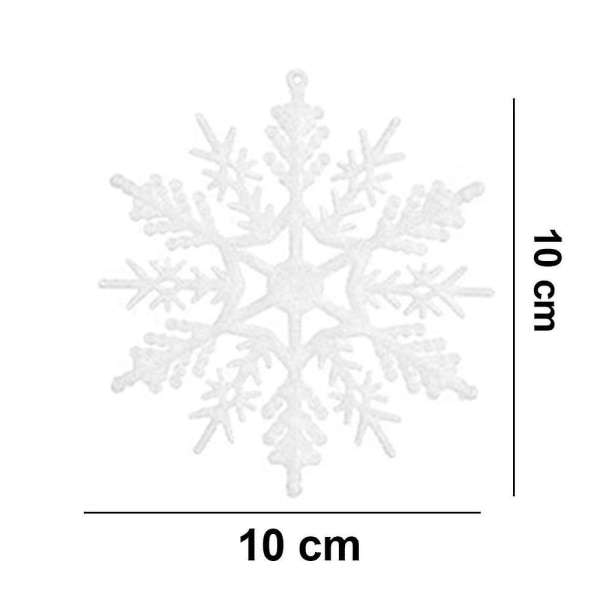 24 stk Plast Glitter Snefnug Ornamenter Juletræspynt