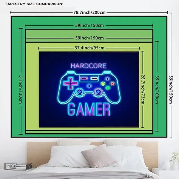 Säsongsbetonade semesterdekorationer Gobeläng Cool Neon Gaming Gobeläng Vägghängande Gamer Room Dekor Affisch Gobeläng, presentidéer för pojkar Xinda