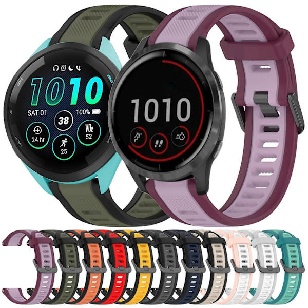 【BQ】22mm Silikone Urrem Til Garmin Forerunner 255 Red Black