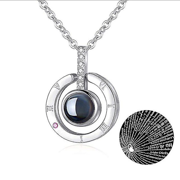 I Love You Necklace 100 Languages Heart Love Necklace Love Memory Projection Pendant Necklace For D