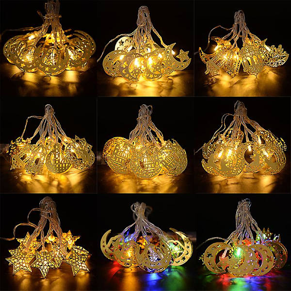 Ramadan Dekoration Moon Star Led Lantern String Lights Eid Mubarak Ramadan Kareem Dekor för hemmet Al-fitr Eid festtillbehör 10