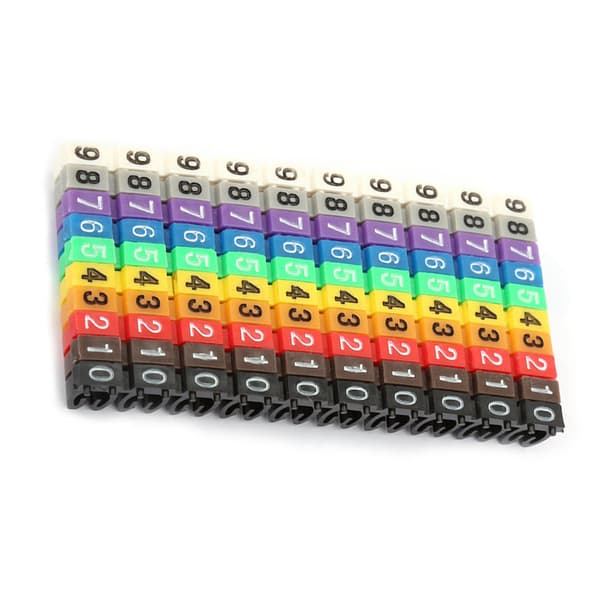 Digitale Nummerrør Trådnummer Etiket Rør Kabelmarkering Farverige (100 stk 2,5 mm²)