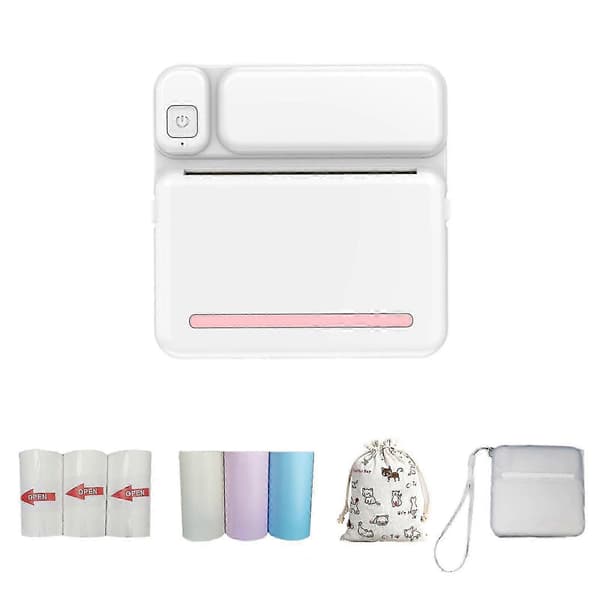 【BQ】Termisk Bærbar Bluetooth-printer 57mm Mini Trådløs POS Termisk Billedfotoprinter til Android IOS Mobiltelefon FLYE1984 Pink Pink Free Size