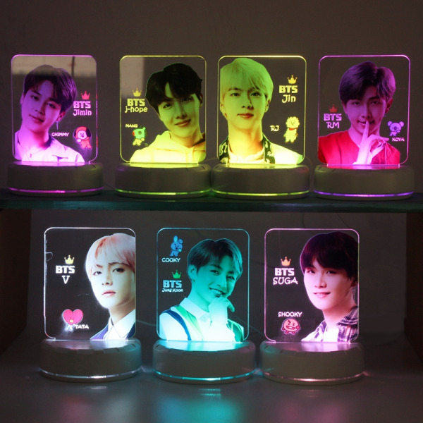 BTS Bangtan Boys LED Night Light Board 7 printed medlemsfoto present till flicka Heminredning RM