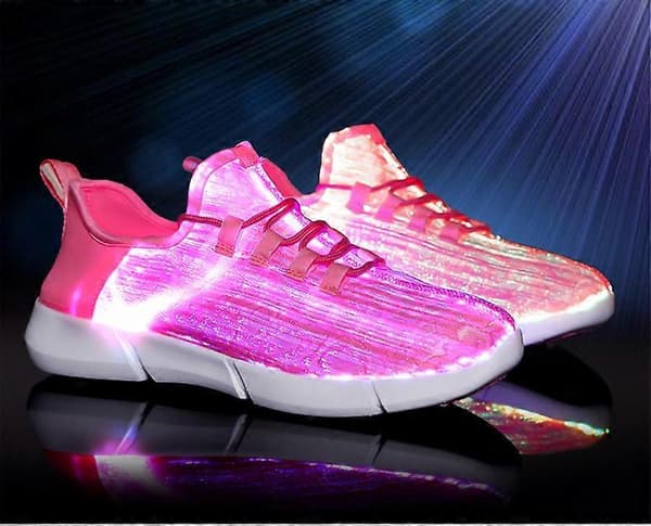 【BQ】LED Sko Fiberoptiske Lysende Joggesko Oppladbare Rosa Pink 41