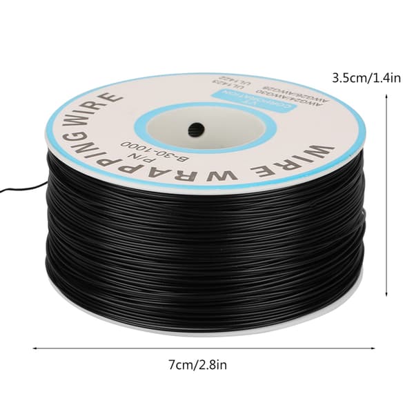 1 rulle WiRe-vikling Enkelt kobbertråd 30AWG kabel 0,25 mm kernediameter (sort)