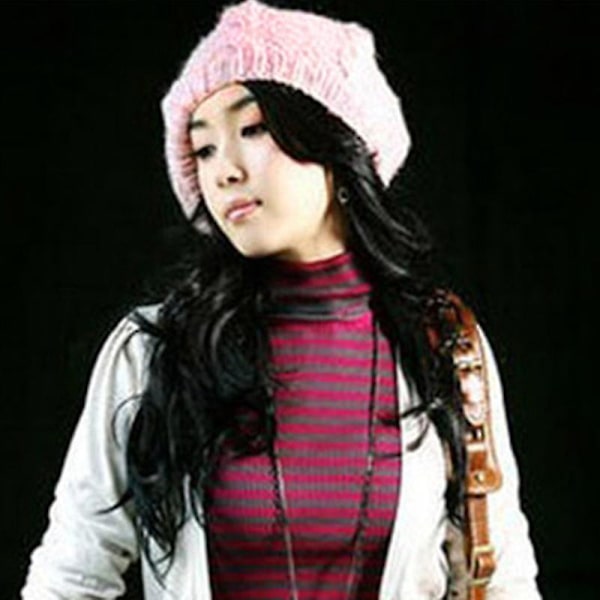 Hhcx-kvinner Vinter Varm Strikket Tykk Hekle Slouch Stretch Dame Beanie Varm Lue Pink