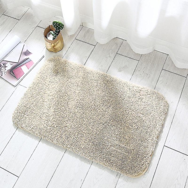 Halkskyddad Badrumsmatta Maskintvättbar Mjuk Absorberande Mikrofiber Mat Beige