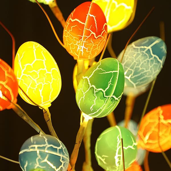【BQ】Easter Egg Tree, 23.5 inch LED Lighted Centerpiece, Battery/USB Powered Tabletop Decoration for Spring Home