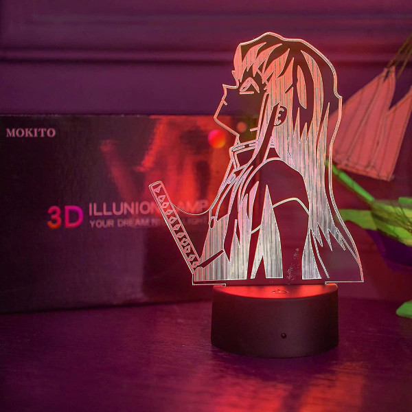 3d nattlamper til flickor pojkar Kimetsu Muichiro LED til soveværelsesinredning
