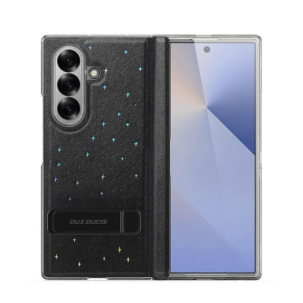 DUX DUCIS STEX Series Stjernemønstret Læder Foldbart Telefoncover Sort Black For Samsung Galaxy Z Fold7 5G
