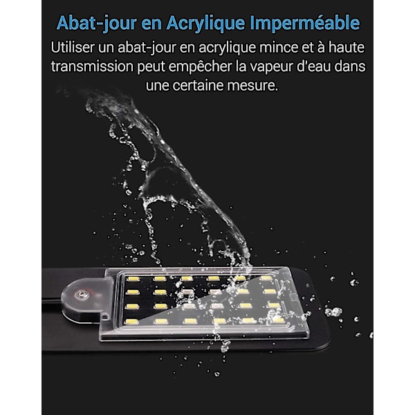Ultralille LED-lampe til små akvarier, mini-akvarieclips, med 24 hvide lysdioder, til 30-40 cm akvarier, 10w (sort)