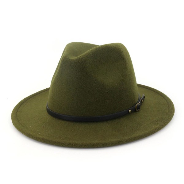 Kvinder eller mænd Fedora Hat i uldfilt Army Green