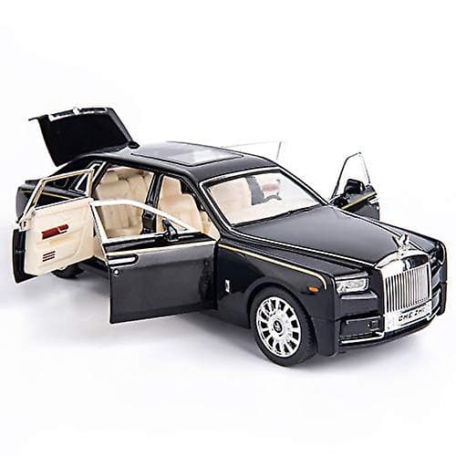 [BQ]1/24 Rolls-Royce Phantom modelbil, zinklegering træk tilbage legetøj diecast legetøjsbiler med lyd og lys til børn dreng pige gave (sort)