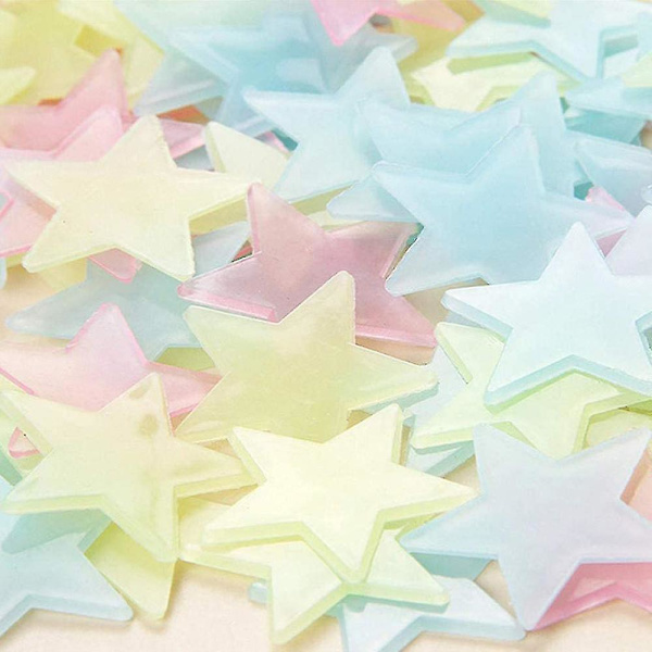 100 stk 3d Stars Glow In Dark Luminous Wall