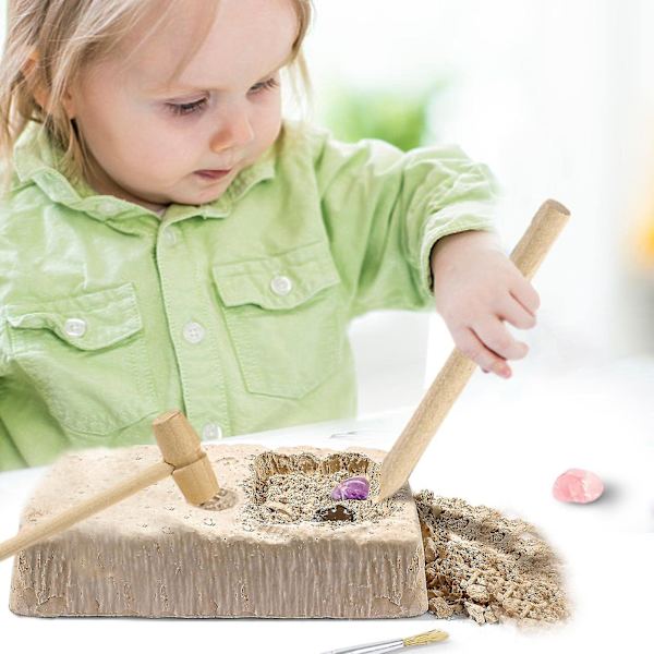 Crystal Mining Kit, Simulerad ädelstensgrävningssats med grävtegel inklusive slumpmässig stil Crystal Stones gruvverktyg Nytt