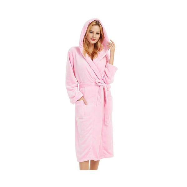 Värmehuva för damer, mjuk badrock Badrock Sovkläder Nattkläder-rosa storlek L