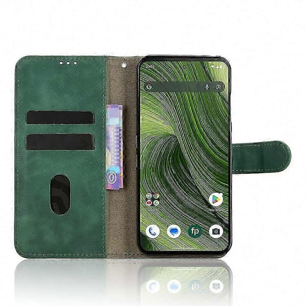 Læderetui til Fairphone 6, faldsikret pung-etui med foldbart greb, grøn