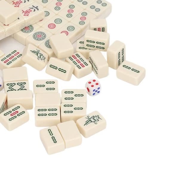 Lille Mahjong-legetøj DA007 - 144 brikker - Opbevaringspose - Strategispil