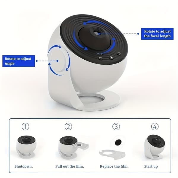 Stjerneprojektor med Planetarium LED Galaxy Lampe hvid white