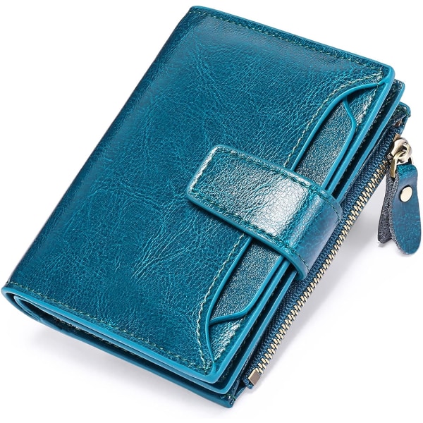 Plånbok, äkta läder, slimmad dam, present till kvinnor (blå) blå