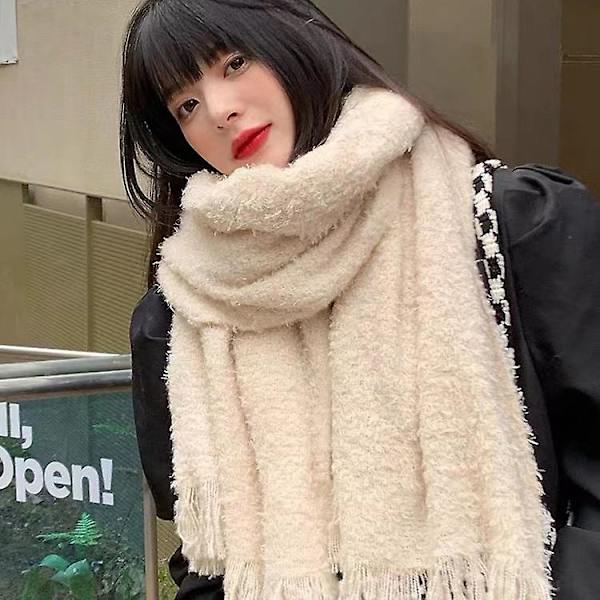 Koreansk version av enfärgad stickad scarf kvinnlig höst och vinter nät Röd ins förtjockning varm sjal halsduk camel